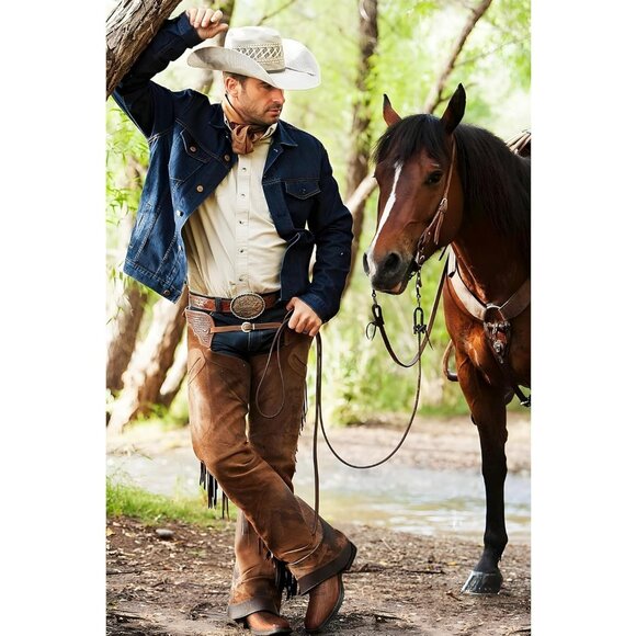 🆕Jousen Mens Amy8420-brown Embroidery Retro Square Toe Chunky Heeled Boots - Picture 9 of 12